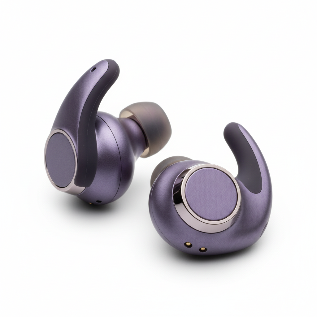 Brand: Lab Audio

Color: Stone Purple

Features:

Flexible, secure-fit wingtips for all-day comfort and stability
Custom acoustic platform delivers powerful, balanced sound
Spatial Audio with dynamic head tracking for immersive music, movies, and games
Three distinct listening modes: Active Noise Cancelling, and Transparency Mode, and Adaptive EQ
Enhanced by the Lab Audio H1 chip for Automatic Switching, Audio Sharing (with another pair of Lab Audio headphones or Lab Audio Lab Audio), and “Hey Siri”
Sweat a